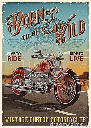 Vintage motorcycle poster Vector Illustration
