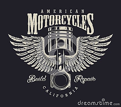 Vintage motorcycle repair shop logo Vector Illustration