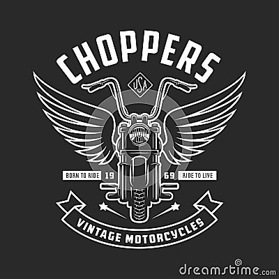 Vintage motorcycle t-shirt design. Racers club emblem. Vector illustration. Vector Illustration