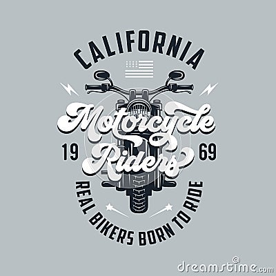 Vintage motorcycle t-shirt design. Racers club emblem. Vector illustration. Vector Illustration