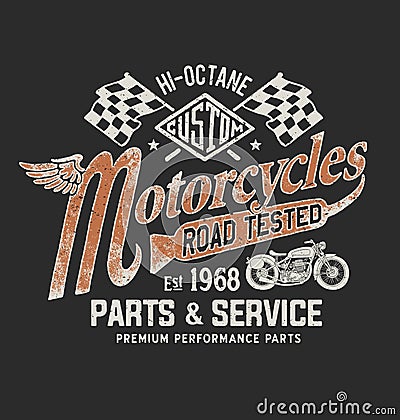 Vintage Motorcycle T-shirt Graphic Vector Illustration
