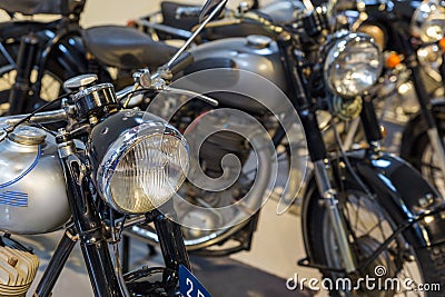 Vintage motorcycle - technology background Editorial Stock Photo