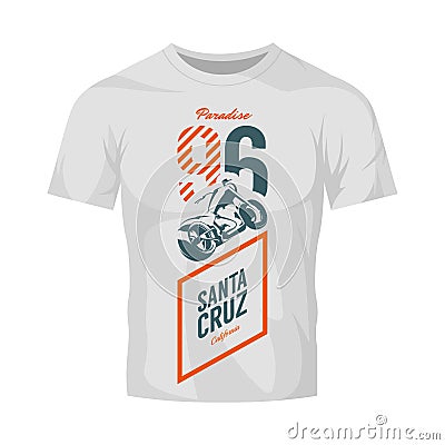 Vintage motorcycle vector logo isolated on white t-shirt mock up. Vector Illustration