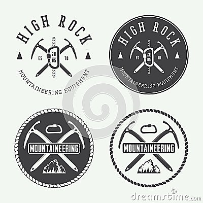 Vintage mountaineering logos, badges, emblems. Vector Illustration