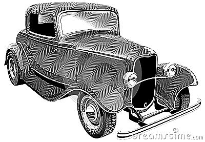 Vintage muscle car_engraing Vector Illustration