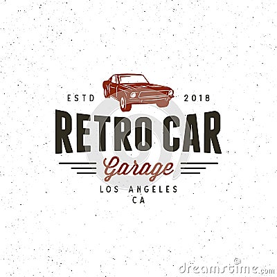 Vintage muscle car garage logo. vector illustration Vector Illustration