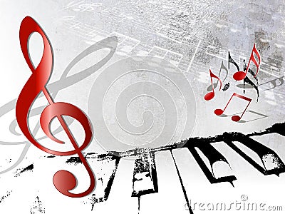 Vintage music background - grunge piano and notes Stock Photo