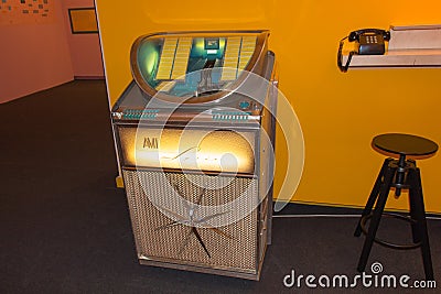 Vintage music machine AMI Lyric in Brescia Museum, Brescia, Lomb Editorial Stock Photo