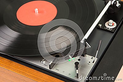 vintage music player turntable with lp Stock Photo
