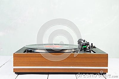 vintage music player turntable with lp Stock Photo
