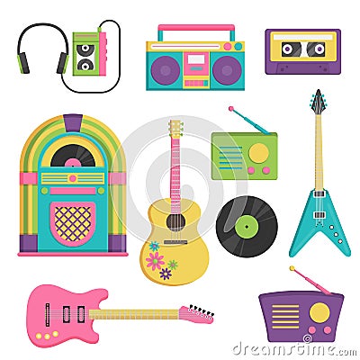 Vintage music and sound set Vector Illustration