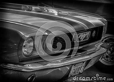 vintage mustang old car in historical exposure in fano Editorial Stock Photo