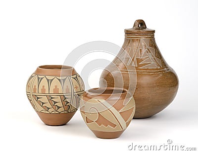 Native American Pueblo Pottery. Stock Photo