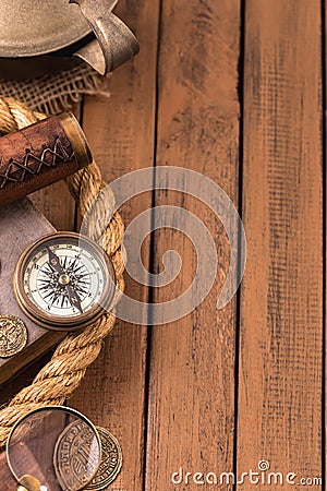 Vintage nautical accessories left Stock Photo