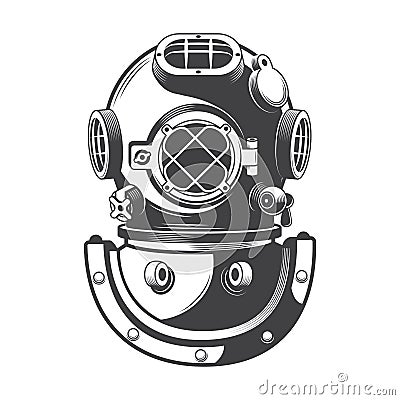 Vintage nautical diving helmet vector Vector Illustration