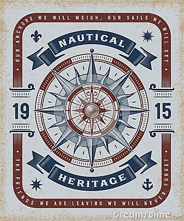 Vintage Nautical Heritage Typography Vector Illustration