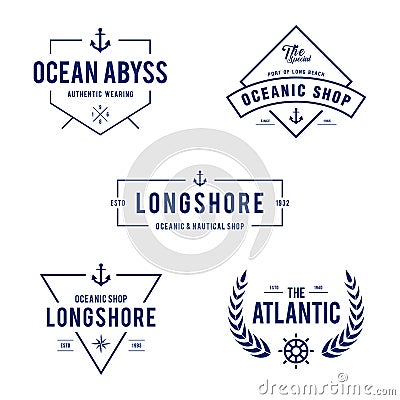 Vintage Nautical and Ocean Label Badge, Retro design element in white background Vector Illustration