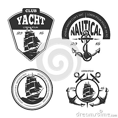 Vintage nautical vector logo, labels and badges Vector Illustration