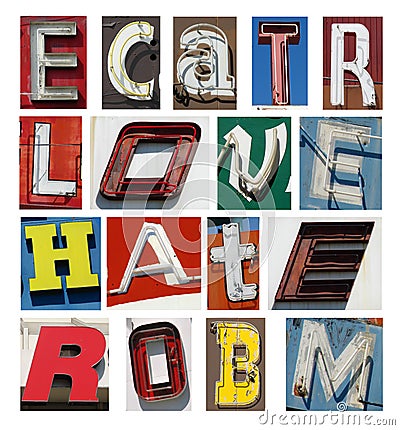 Vintage neon letters collection Stock Photo