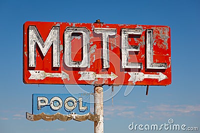 Vintage, neon motel sign Stock Photo