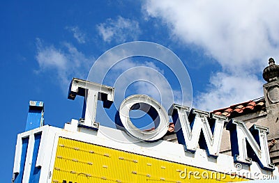 Vintage Neon Theater Sign Stock Photo