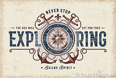 Vintage Never Stop Exploring Typography Vector Illustration