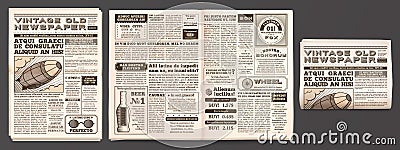 Vintage newspaper mockup. Retro newsprint pages, tabloid magazine and old news isolated 3D vector template Vector Illustration