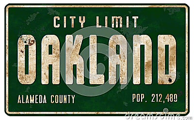 Vintage Oakland California City Limit Welcome Street Sign Stock Photo