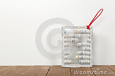 Vintage objects - Old retro front view white Abacus Stock Photo