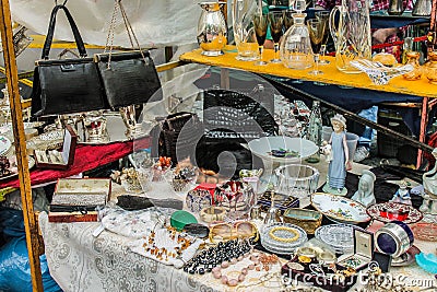 Vintage Objects Table Isolated Retro Background Editorial Stock Photo