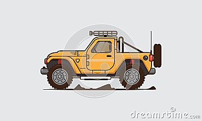 Vintage offroad car illustration. Vector flat Vector Illustration