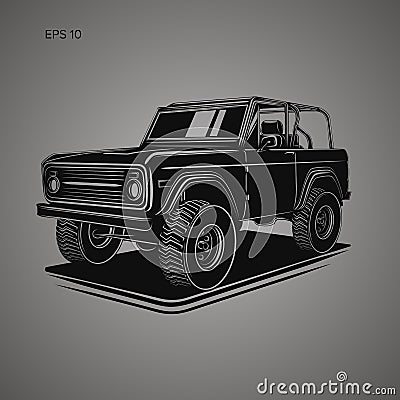 Vintage offroad truck vector illustration. Retro trophy car Vector Illustration