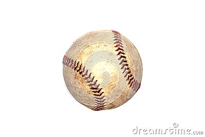 Vintage Old baseball Isolated on a White Background Stock Photo