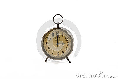 Vintage Old Fashioned Alarm Clock Copper Retro Stock Photo