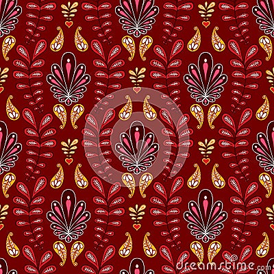 Vintage old fashioned paisley ornament, seamless texture for wallpapers, textile, wrapping. Exquisite floral oriental Vector Illustration