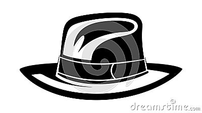 Vintage old hat. Male head cap. Old fashion clothes. Elegent hat. Vector illustration on white background Vector Illustration