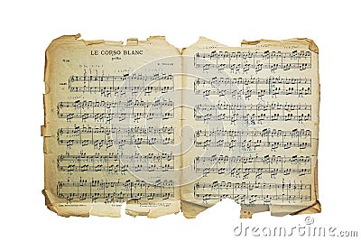 Vintage old music notes paper of Heinrich Tellam 1854-1940 Stock Photo