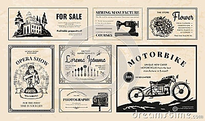 Vintage old newspaper. Retro ad frame. Advertising paper template. Journal texture. Press style for text layout Vector Illustration