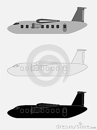 Vintage Old Passenger turboprop Airplane Vector Illustration