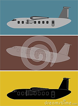 Vintage Old Passenger turboprop Airplane Vector Illustration