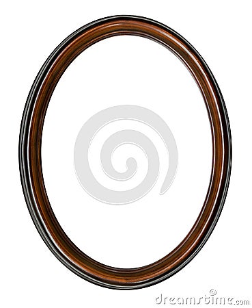 Vintage old retro wooden oval frame isolated on white Stock Photo