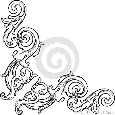 Vintage old swirl corner Vector Illustration