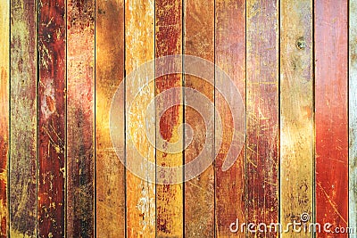 Vintage old wood texture, Colorful vertical plank background, pattern of old orange vertical wooden planks. colorful wooden backgr Stock Photo