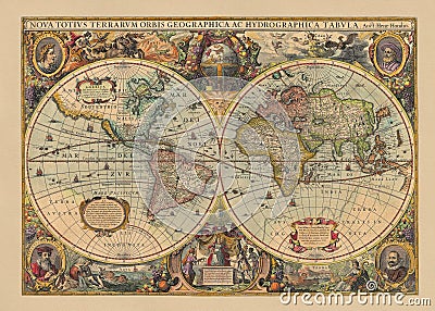 Vintage old World map Stock Photo