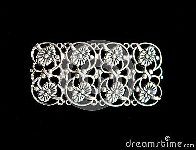 Vintage openwork silver brooch Stock Photo