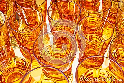 Vintage orange alcohol glasses Stock Photo
