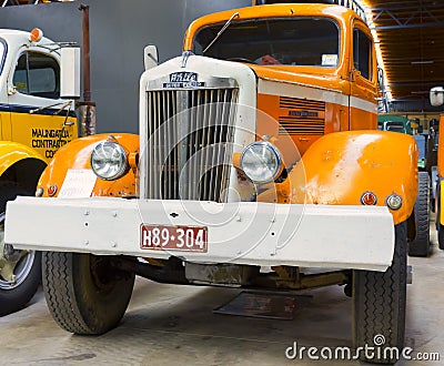 Vintage White truck at Invercargill`s Bill Richardson Transport World Editorial Stock Photo
