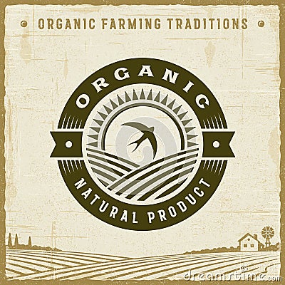 Vintage Organic Natural Product Label Vector Illustration