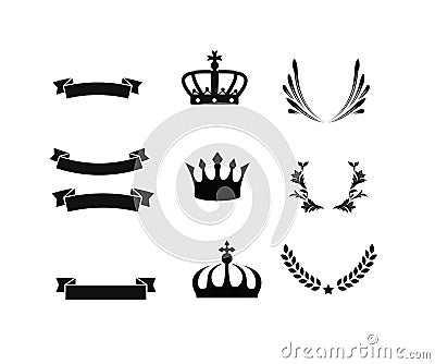 Vintage Ornament and Crown icon Vector Illustration