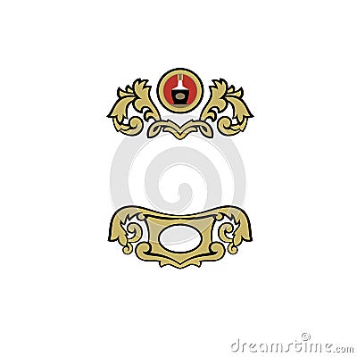 Vintage ornament and decorative divider for greeting card / packaging. Illustration. Patternfor easy editing. Stock Photo